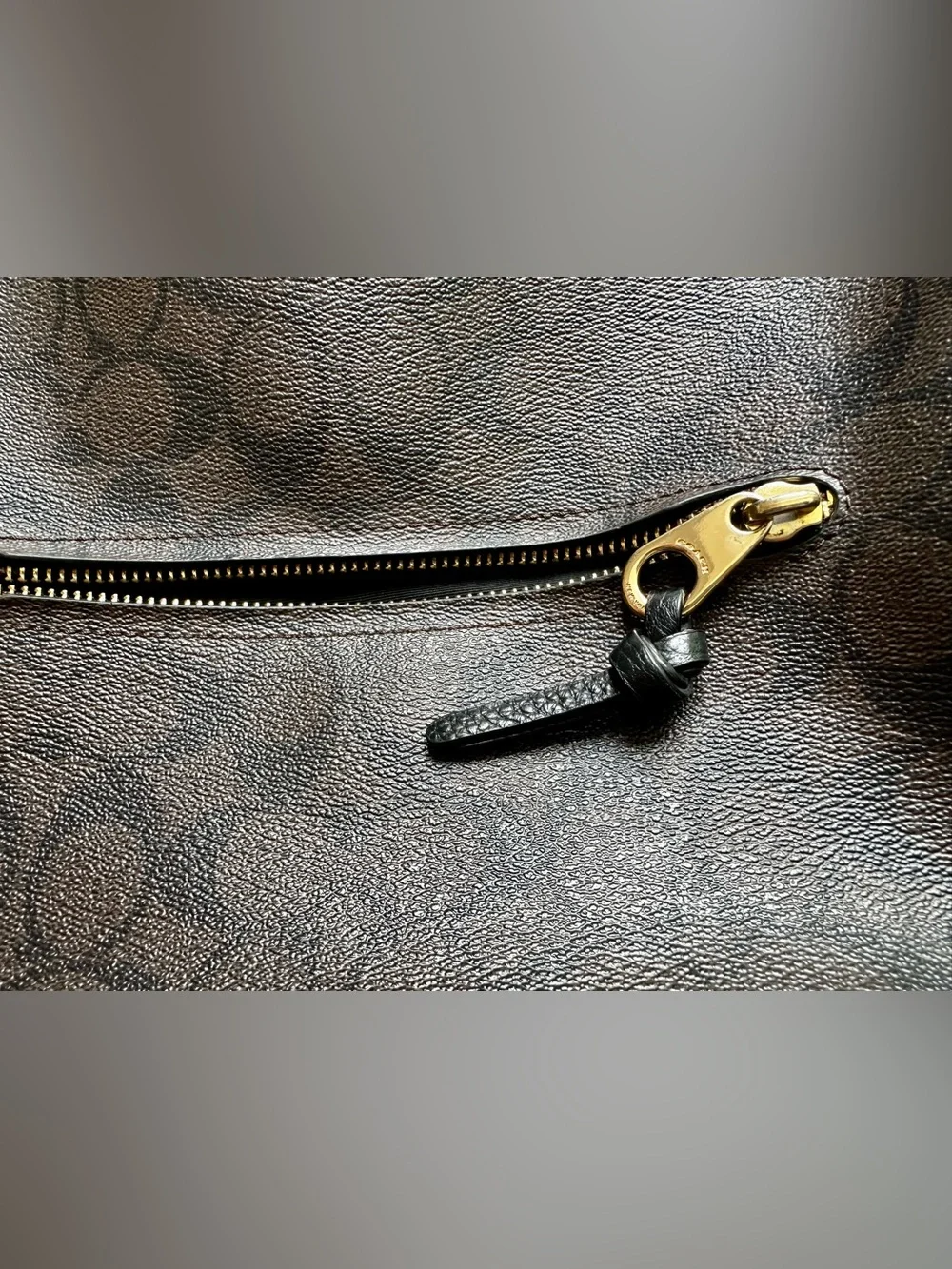 Coach Pennie C1523 Signature Canvas Brown Black Leather Shoulder Crossbody Bag